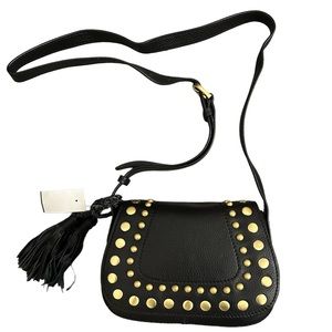 Black leather bag with grommets